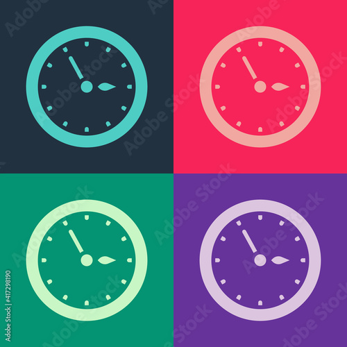 Pop art Sauna clock icon isolated on color background. Sauna timer. Vector.