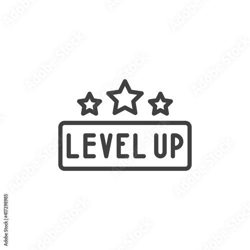 Level up stars line icon. linear style sign for mobile concept and web design. Game level up outline vector icon. Symbol, logo illustration. Vector graphics