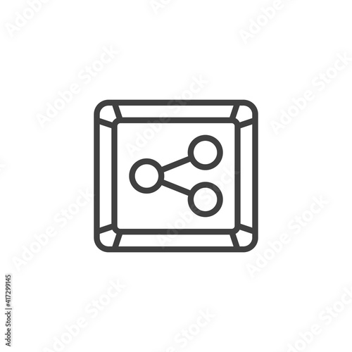 Share, connection line icon. linear style sign for mobile concept and web design. Media share outline vector icon. Symbol, logo illustration. Vector graphics