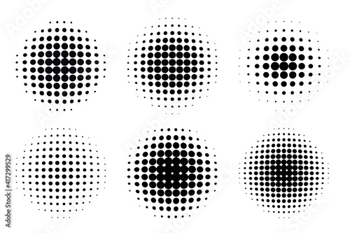 Pop art comic style gradient circle halftone set Vector isolated on white background