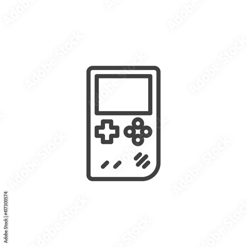 Handheld game console line icon. linear style sign for mobile concept and web design. Portable video game outline vector icon. Symbol, logo illustration. Vector graphics