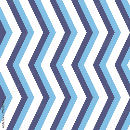 Seamless background for your designs. Modern ornament with blue and white zigzags. Geometric abstract pattern
