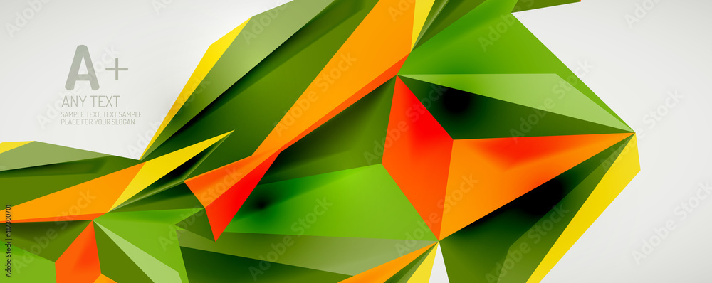 Vector triangle geometric backgrounds. Low poly 3d shape on light backdrop. Vector illustration for covers, banners, flyers and posters and other designs Vector triangle geometric backgrounds. Low poly 3d shape on light backdrop. Vector illustration for covers, banners, flyers and posters and other designs