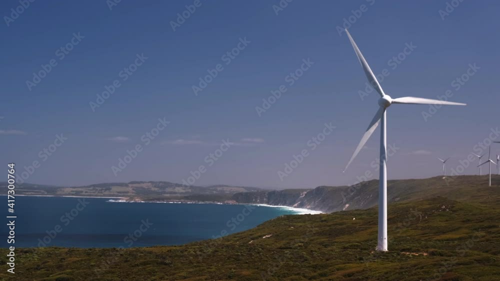 Static Shot of a Windmill along the Coast of Australia Static Shot of a Windmill along the Coast of Australia