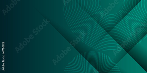 Abstract green gradient vector banner. Halftone dotted minimal contemporary long background. Geometric circle abstract background, creative geometric wallpaper.