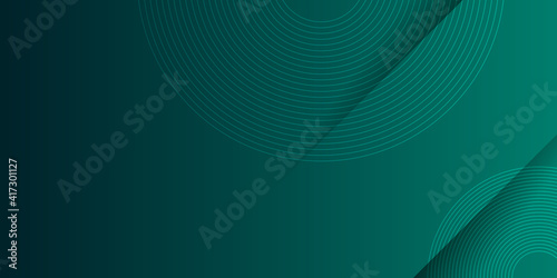 Abstract green gradient vector banner. Halftone dotted minimal contemporary long background. Geometric circle abstract background, creative geometric wallpaper.