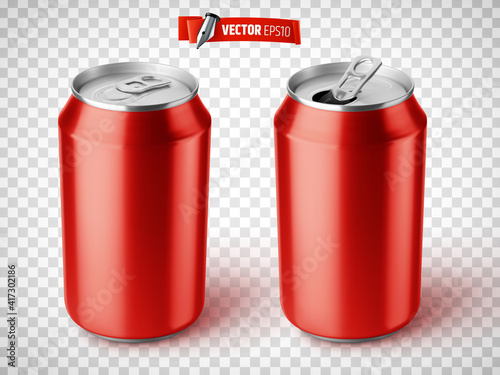 Canettes de soda rouges vectorielles sur fond transparent