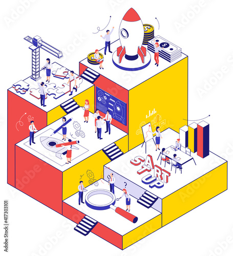 Tableau sur toile Business Startup Isometric Background