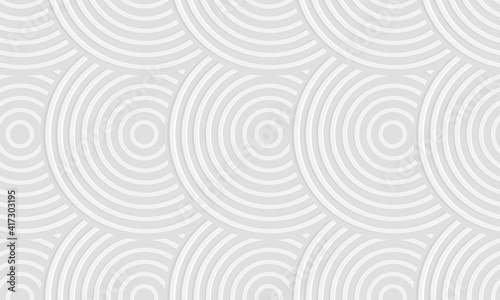 White and gray abstract background hipster style. Silver circle shapes overlap layers, hypnotic background. Vector illustration.