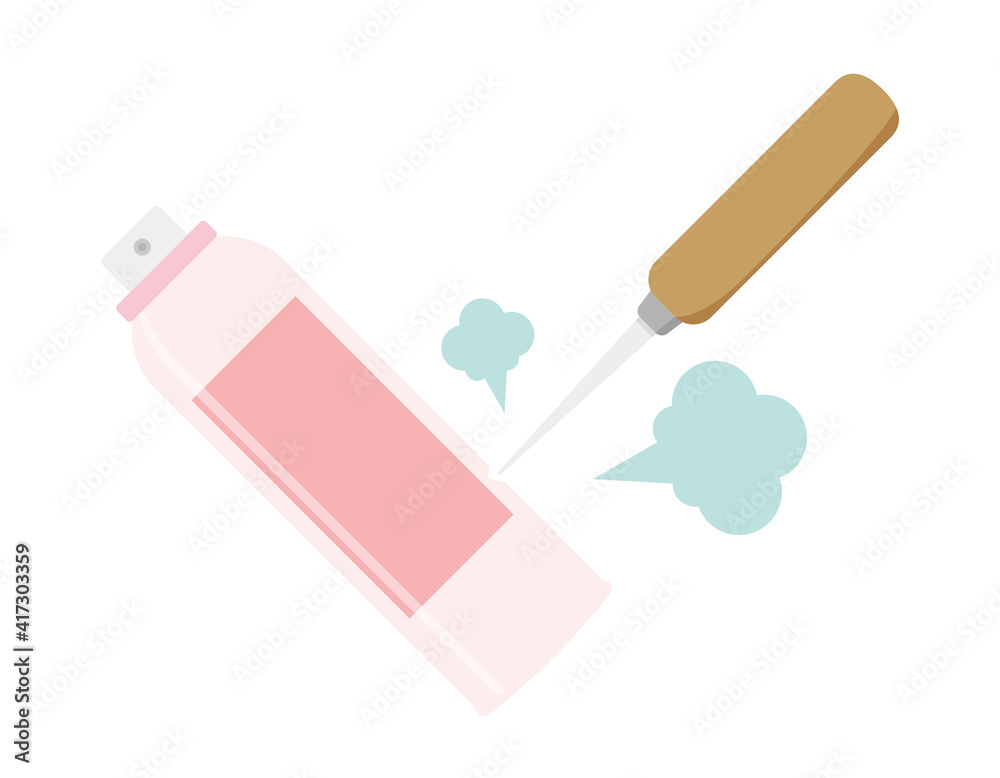 スプレー缶のガス抜き　ベクターイラスト　