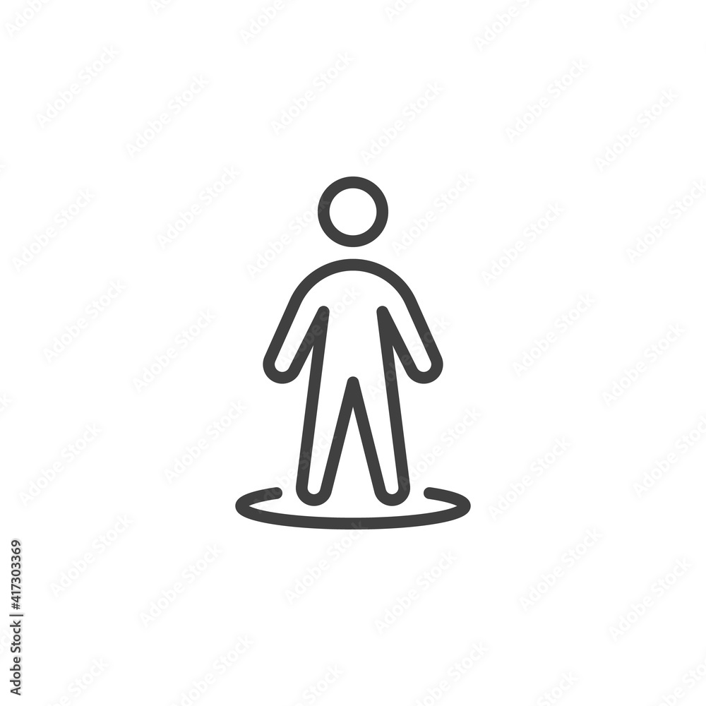 Social distancing line icon. Man in a circle linear style sign for mobile concept and web design. Protect yourself outline vector icon. Symbol, logo illustration. Vector graphics Social distancing line icon. Man in a circle linear style sign for mobile concept and web design. Protect yourself outline vector icon. Symbol, logo illustration. Vector graphics