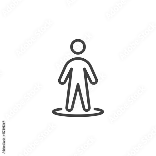 Social distancing line icon. Man in a circle linear style sign for mobile concept and web design. Protect yourself outline vector icon. Symbol, logo illustration. Vector graphics