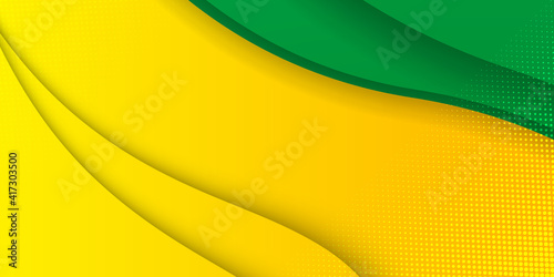 Green and Yellow 3d wave business template with sparkle bokeh modern texture pattern for text and message website design. Vector background design. 