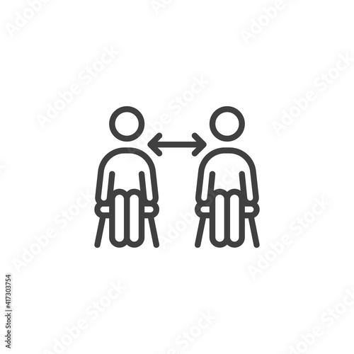 Seats safe distance line icon. linear style sign for mobile concept and web design. Social distancing sitting outline vector icon. Symbol, logo illustration. Vector graphics