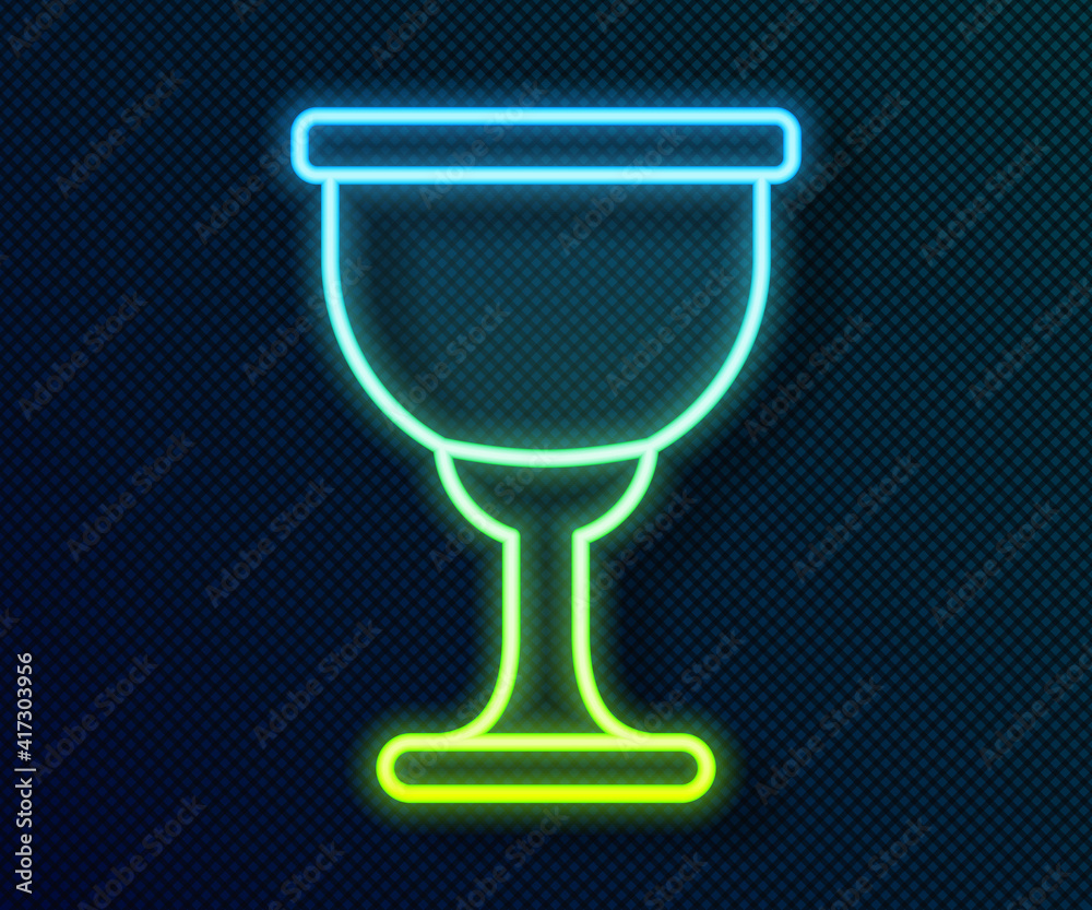 Glowing neon line Holy grail or chalice icon isolated on black background. Christian chalice. Christianity icon. Vector. Glowing neon line Holy grail or chalice icon isolated on black background. Christian chalice. Christianity icon. Vector.