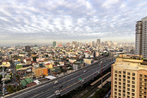 Manila cityscape view from Makati city, Metro Manila, Philippines, Feb 2, 2021