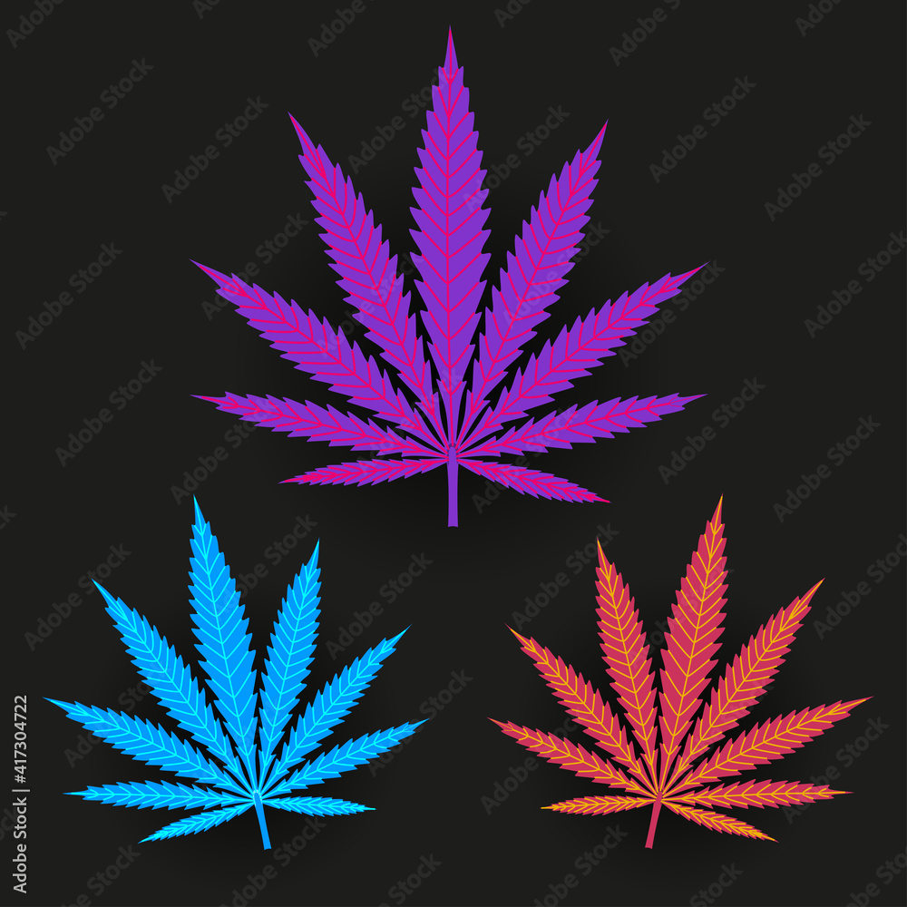 hemp leaf in purple pink blue color hemp leaf in purple pink blue color