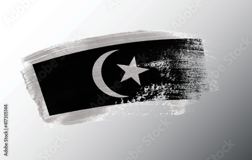 Terengganu, Malaysia flag illustrated on paint brush stroke photo