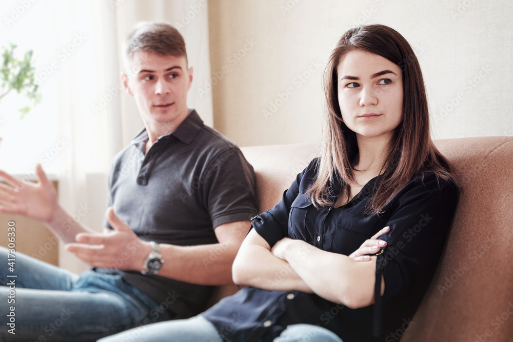 Husband and wife in a ruined relationship and a moment of argument - A woman is offended by a man - A guy is angry with a girl - Quarantine lifestyle Husband and wife in a ruined relationship and a moment of argument - A woman is offended by a man - A guy is angry with a girl - Quarantine lifestyle