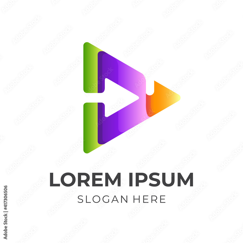 arrow play logo design with 3d colorful style arrow play logo design with 3d colorful style