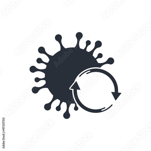 Virus bacillus and rotation arrows. Viral mutation. Biological changes, evolution. Vector illustration isolated on white background.