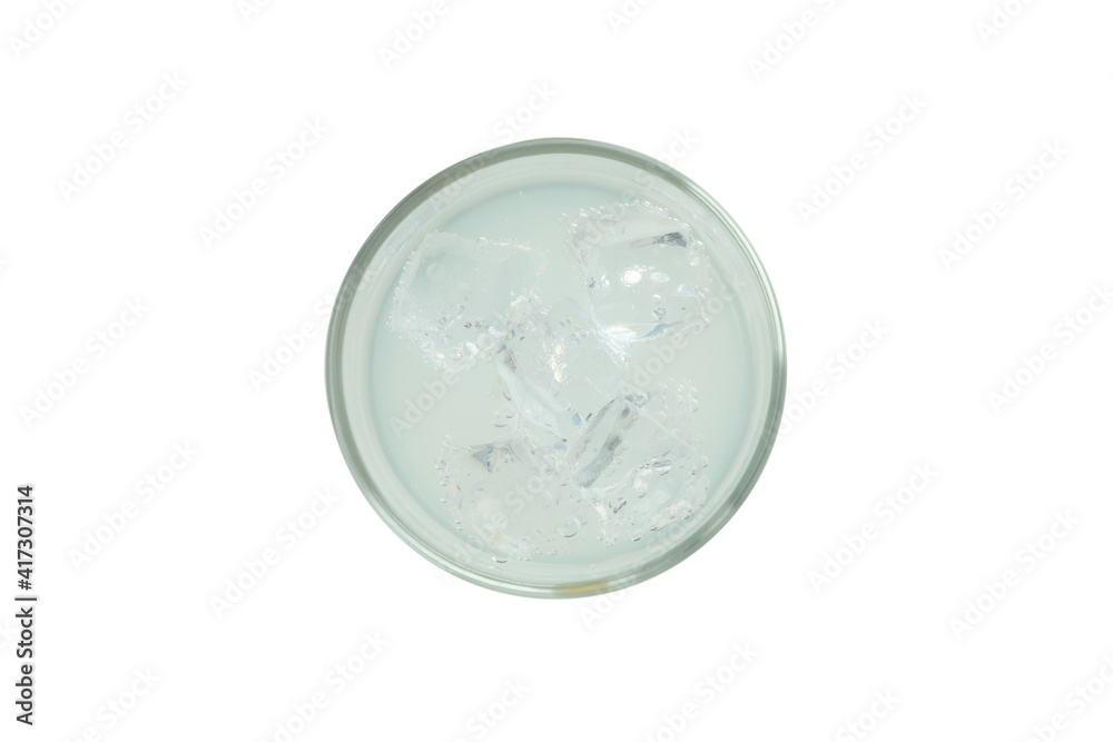 Glass of lemonade with ice cubes isolated on white background Glass of lemonade with ice cubes isolated on white background