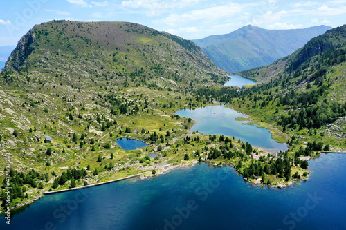 Vue aérienne de l'étang de Bassies - Ariège