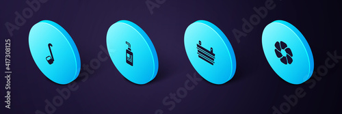 Set Isometric Flower, Sauna bucket, Cream or lotion cosmetic tube and ladle icon. Vector.