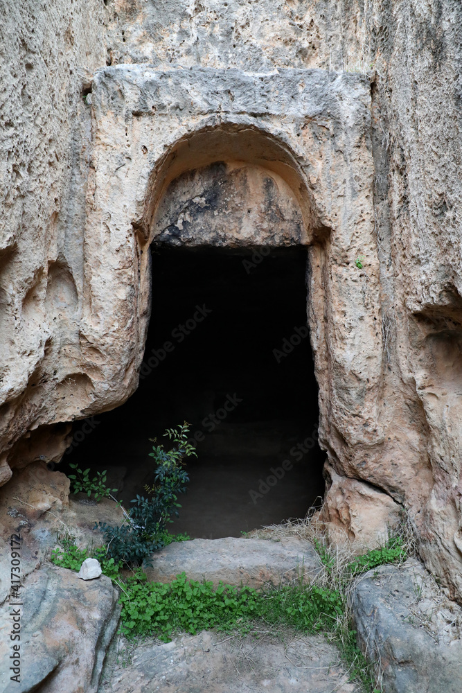 Ancient Hellenistic Necropolis doorway Meleti Cyprus Ancient Hellenistic Necropolis doorway Meleti Cyprus
