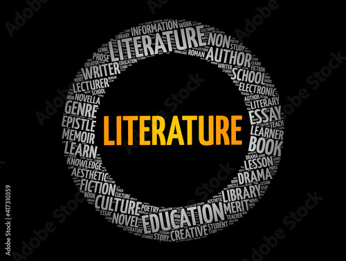 Literature word cloud collage, education concept background