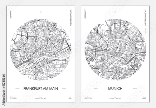 miejski-plan-ulic-miasta-frankfurt-nad-menem-i-monachium