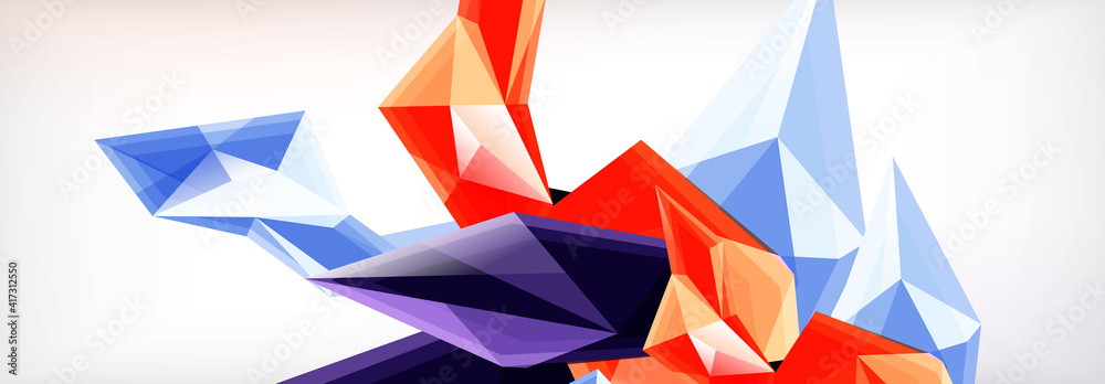 Vector 3d triangles and pyramids abstract background for business or technology presentations, internet posters or web brochure covers