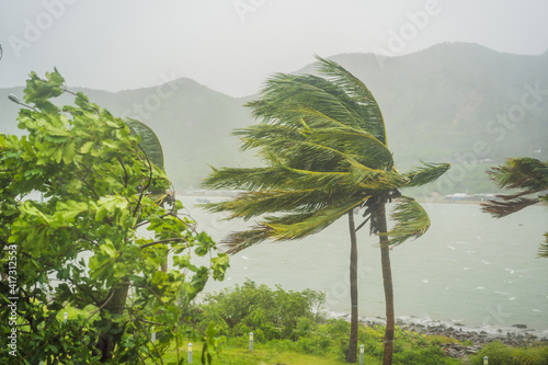 Tropical storm, heavy rain and high winds in tropical climates photo