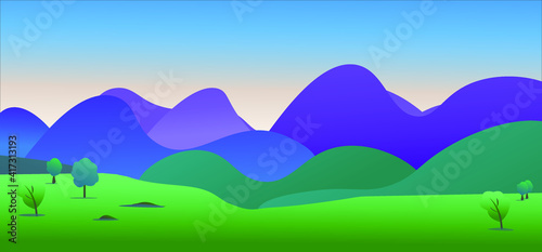vector landscape mountain scenery illustration  vector illustration of natural mountains scenery