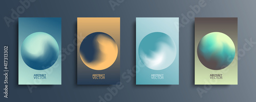 Abstract circle backgrounds set with modern abstract dark color gradient patterns. Colourful gradient orbs round shapes collection for your design. Vector illustration.