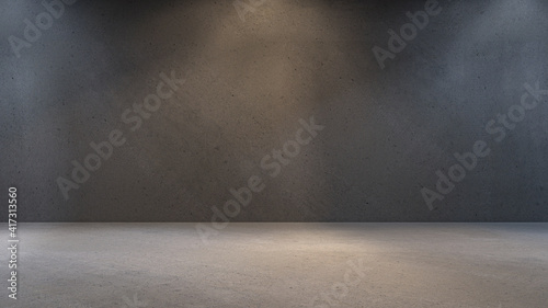 Empty abstract industrial cement wall studio room interior for display product on concrete wall background