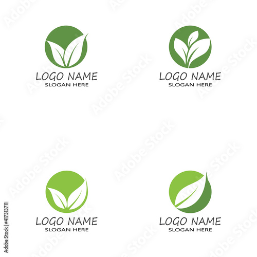 Mint leaves flat vector color icon template
