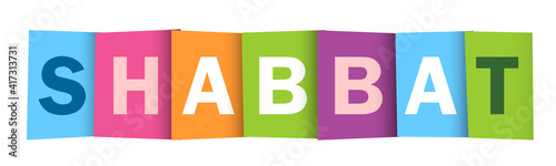 SHABBAT colorful vector typography banner isolated on white background