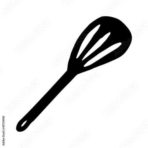 kitchen spatula icon, sticker. sketch hand drawn doodle style. vector, minimalism, monochrome. dishes, cooking, food.