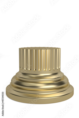 Greek column stand, Single Greek Column Isolated On White Background, 3D rendering. 3D illustration. photo