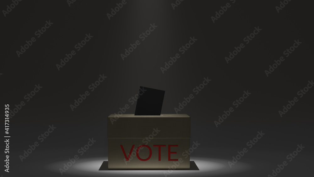Vote box in the dark, 3D rendering. 3D illustration.