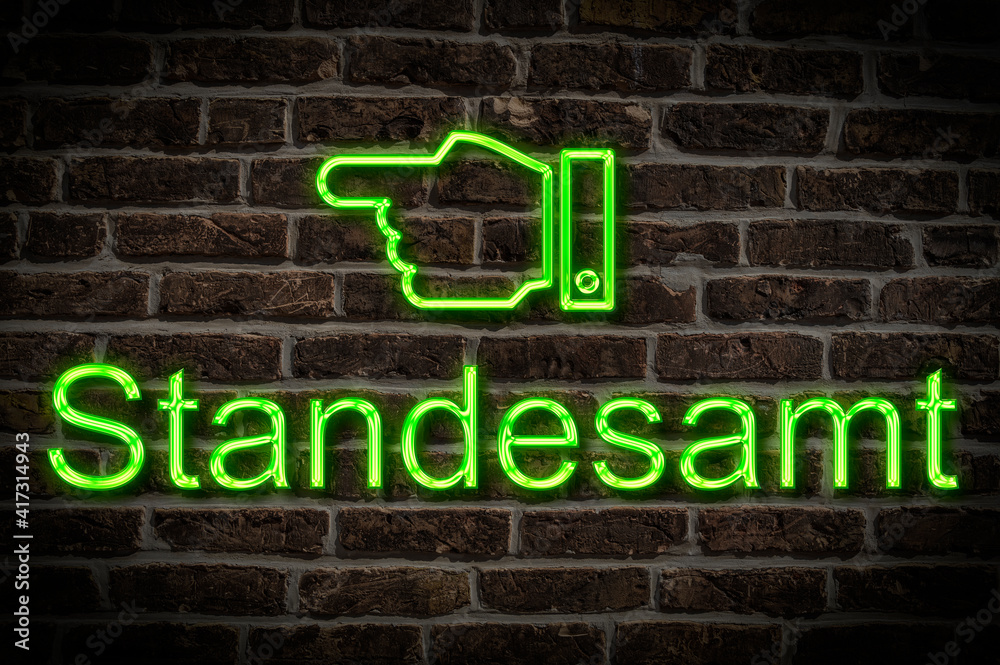 Fototapeta premium Leuchtreklame Standesamt