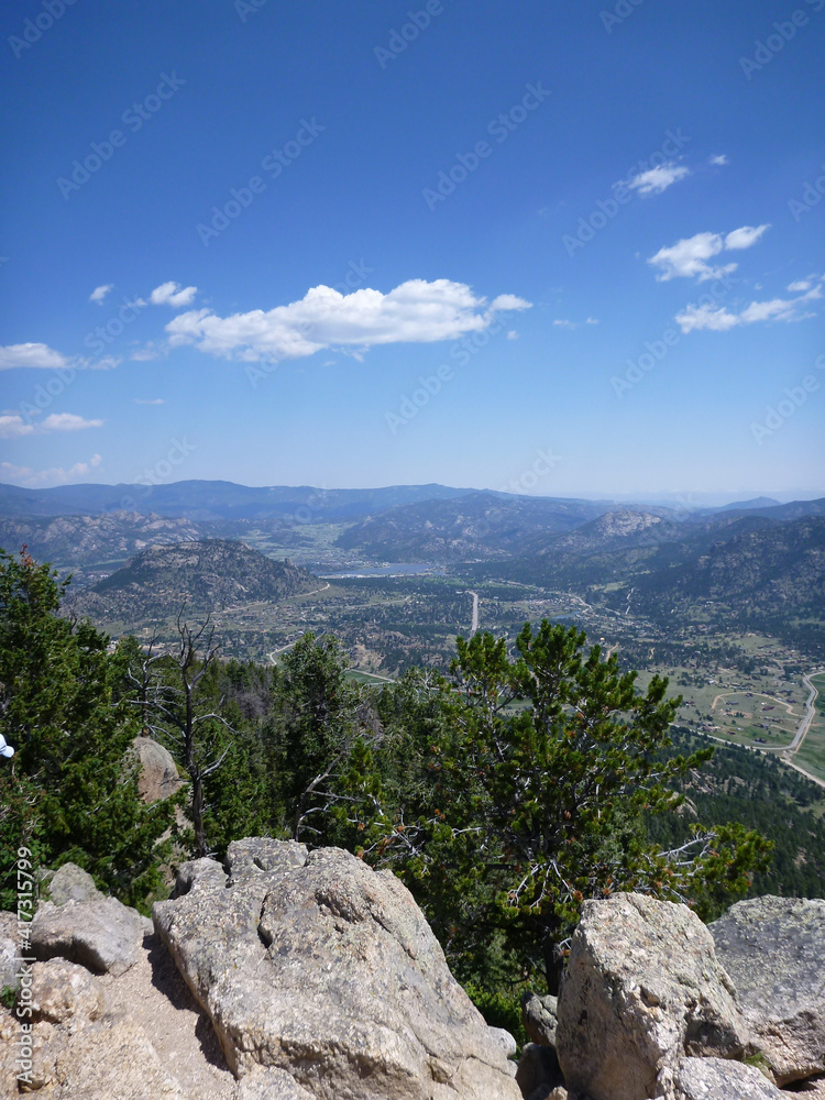 Scenic view of the rocky terrain and mountain landscape at Rocky Mountain National Park