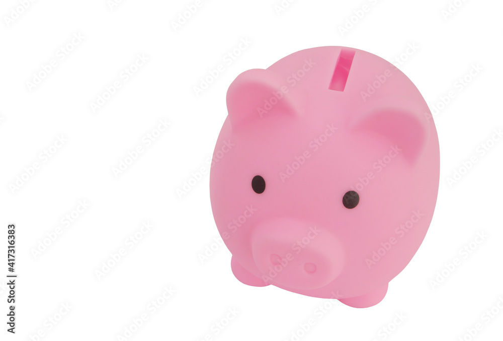 Piggy bank isolated on white background with copy space Piggy bank isolated on white background with copy space