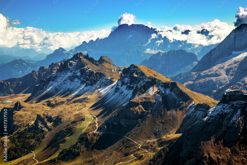 Pordoi is a pass of the Dolomites