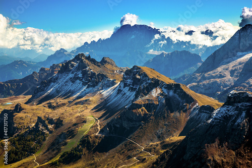 Pordoi is a pass of the Dolomites