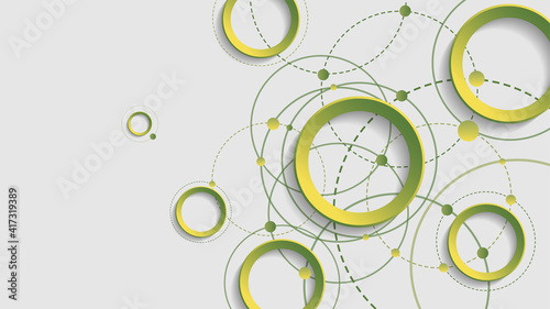 Abstract geometric background with green gradient circle on white background