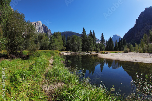 The blue water of the river Merced