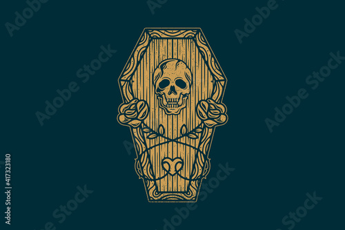 Skull Dead Roses Negative Space Design