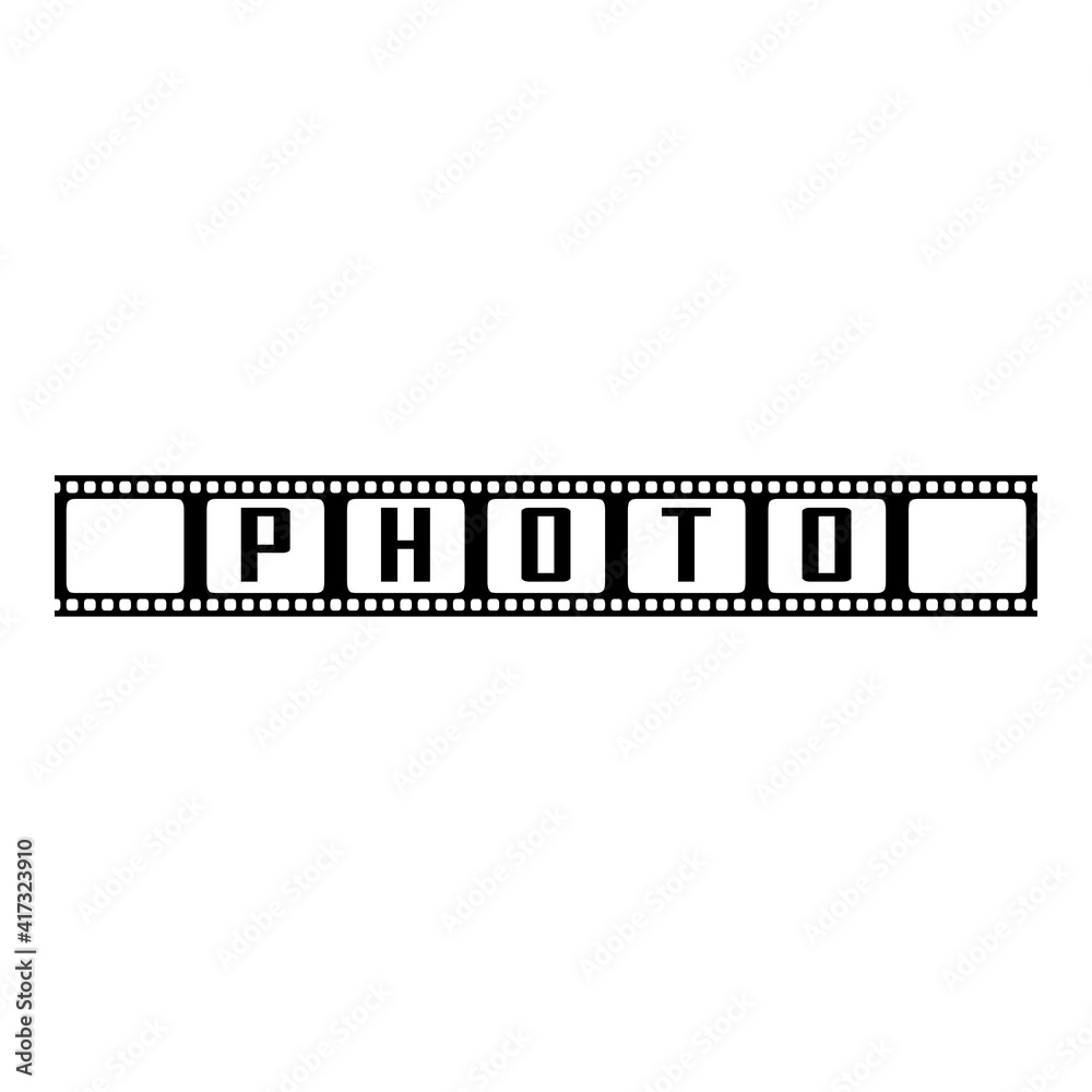 Logotipo con texto photo en tira de película en color negro